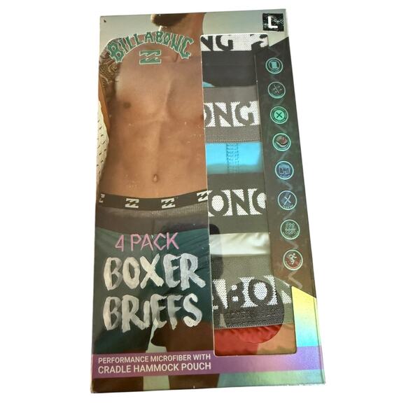 Billabong Mens 4 Pairs Performance Microfiber Boxer Briefs Size Large - Picture 1 of 3
